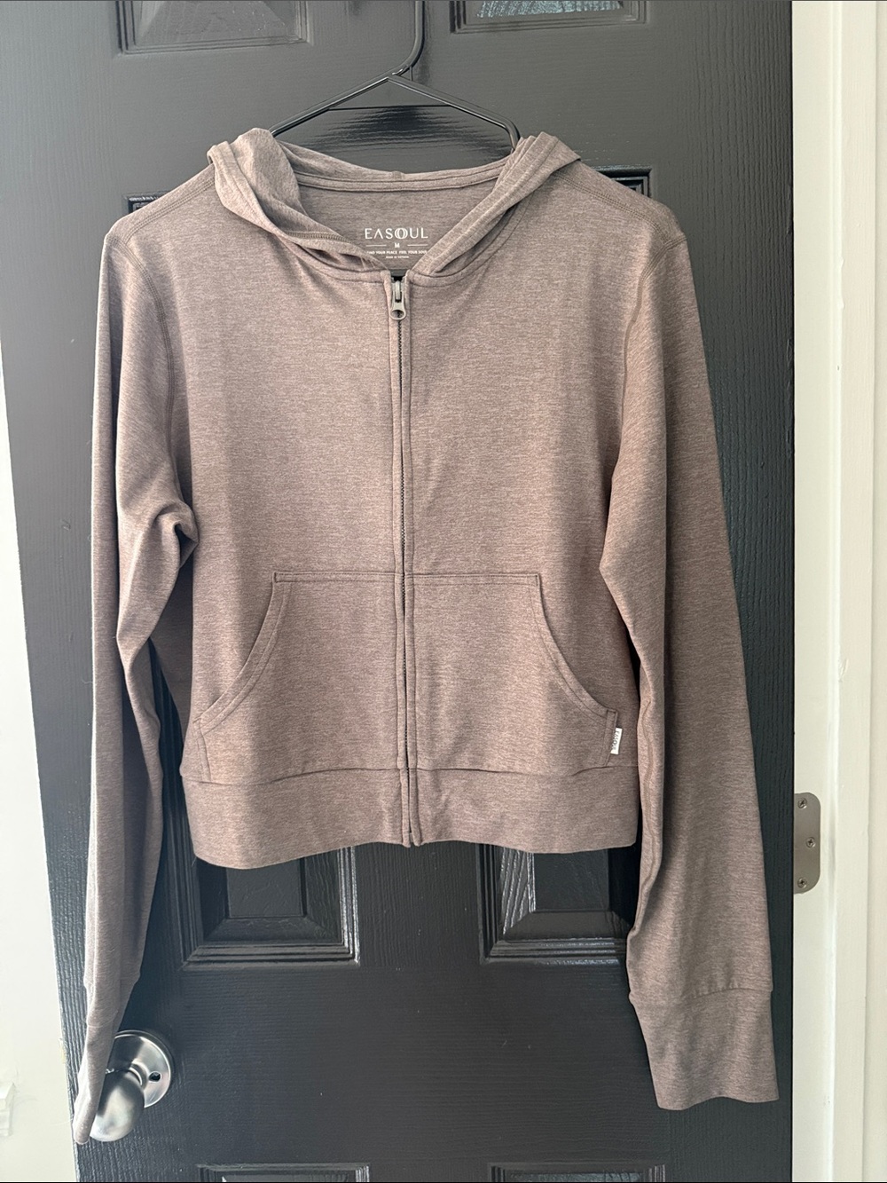 Easoul Women's Brown Zip-Front Hoodie Jacket